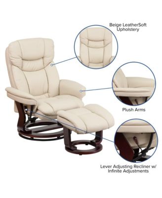 EMMA + OLIVER  Standard Size  Wood Base & Foam Upholstery  Multi-Position Recline, Swivel Base, Curved Ottoman Recliner Chair Set