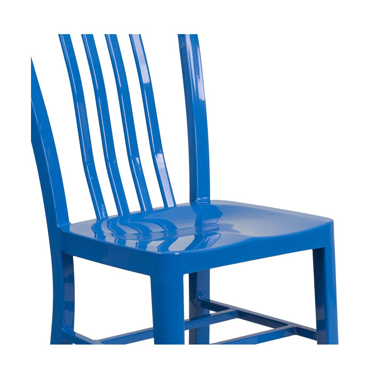 Merrick Lane Santorini Galvanized Steel Indoor/Outdoor Dining Chair With Slatted Back And Powder Coated Finish