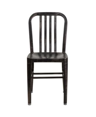 Santorini 18 Inch Galvanized Steel Indoor/Outdoor Dining Chair With Slatted Back And Powder Coated Finish