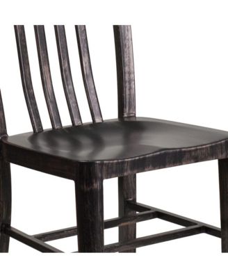 Santorini 18 Inch Galvanized Steel Indoor/Outdoor Dining Chair With Slatted Back And Powder Coated Finish