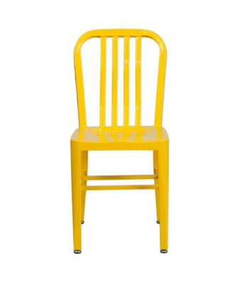 Santorini 18 Inch Galvanized Steel Indoor/Outdoor Dining Chair With Slatted Back And Powder Coated Finish