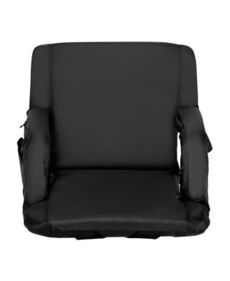 Set Of 2 Portable Stadium Chairs With Armrests, Reclining Padded Back & Seat, Lightweight Metal Frame & Backpack Straps, Storage Pockets