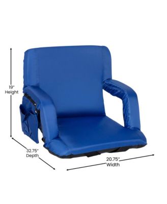 Set Of 2 Portable Stadium Chairs With Armrests, Reclining Padded Back & Seat, Lightweight Metal Frame & Backpack Straps, Storage Pockets