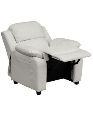 Deluxe Vinyl Padded Contemporary Kids Recliner With Storage Arms