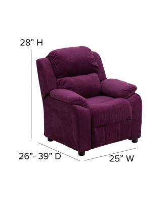 Deluxe Vinyl Padded Contemporary Kids Recliner With Storage Arms