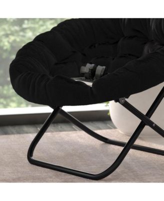 1 Count With Cozy Faux Fur Cushion And Metal Frame For Dorms, Bedrooms, Apartments And More - Ersa Oversize Folding Saucer Chair