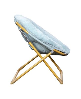 Io Kid'S Folding Saucer Chair With Cozy Faux Fur Upholstery And Metal Frame For Playroom, Bedrooms, Nursery And More