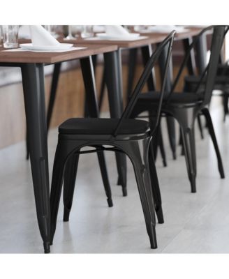 Perth Metal Stacking Dining Chairs With Poly Resin Seats For Indoor/Outdoor Use