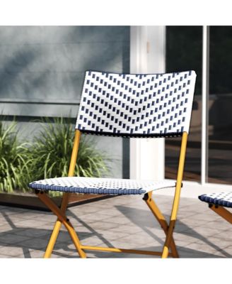 Ciel Set Of Two Folding Bistro Chairs In Pe Rattan With Metal Frames For Indoor And Outdoor Use