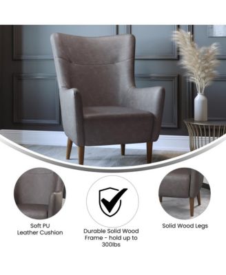 Regal Traditional Wingback Accent Chair, Upholstery And Wooden Frame And Legs