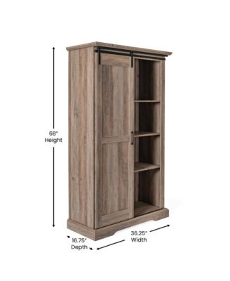 Finnoula Farmhouse Storage Cabinet, Semi-Open Storage With Sliding Barn Door
