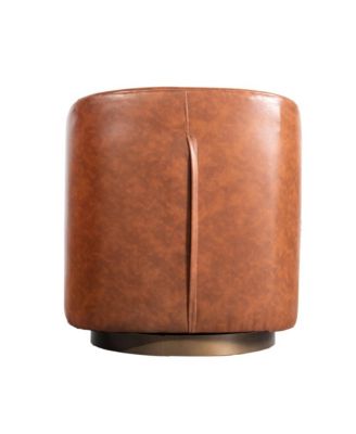 Wyn Upholstered Club Style Barrel Chair With Sloped Armrests And 360 Degree Swivel Base In A Vinyl Wrap