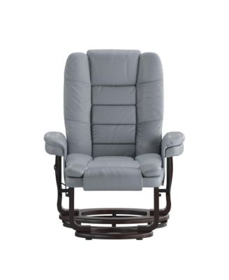 EMMA + OLIVER 2 Pc  LeatherSoft Multi-Position Recliner,   Mahogany Wood Frame  Recliner Set