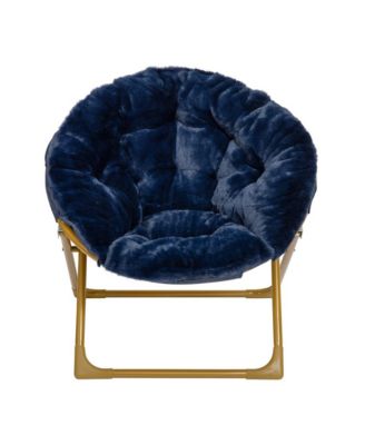 Io Kid'S Folding Saucer Chair With Cozy Faux Fur Upholstery And Metal Frame For Playroom, Bedrooms, Nursery And More