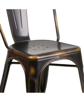 Banks Indoor/Outdoor Stacking Metal Dining Chair With Single Slat Back And Distressed Powder Coated Finish