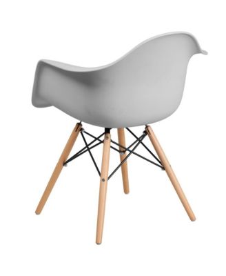 Alda Series Polypropylene Accent Chair With Gently Curved Arms And Metal Braced Wooden Legs