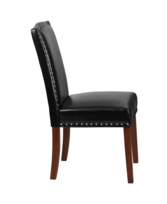 Hollowell Parsons Chair Plush Dining Chair With Accent Nail Trim And Wooden Legs