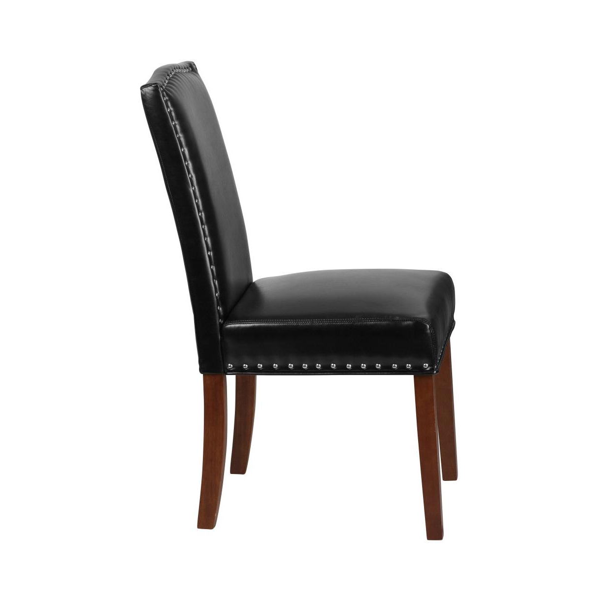 Hollowell Parsons Chair Plush Dining Chair With Accent Nail Trim And Wooden Legs