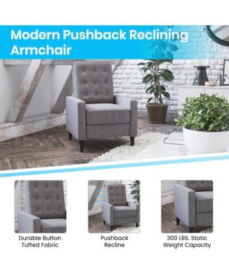 One Pack Tufted Upholstery Darcy Mid-Century Modern Ergonomic Push Back Recliner Chair