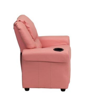 Contemporary Kids Single Wood Cup Holder, Headrest  Recliner Chair