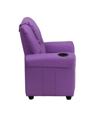 Contemporary Kids Single Wood Cup Holder, Headrest  Recliner Chair