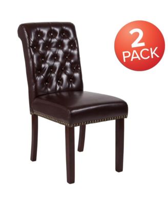 2 Pk Upholstered Rolled Back Parson'S Chair With Nailhead Trim & Finished Frame With Plastic Floor Glides