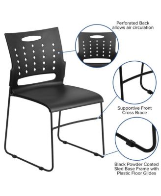 Home Office Plastic Accent Sled Base Stack Chair - Air-Vent Back