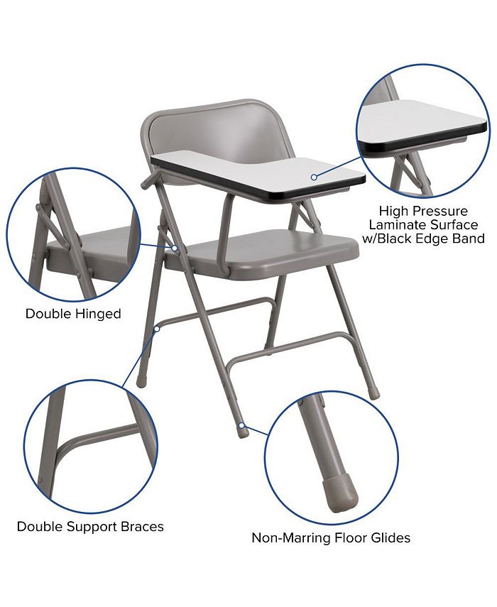 EMMA+OLIVER 2 Pack Premium Steel Folding Chair With Right Handed Tablet