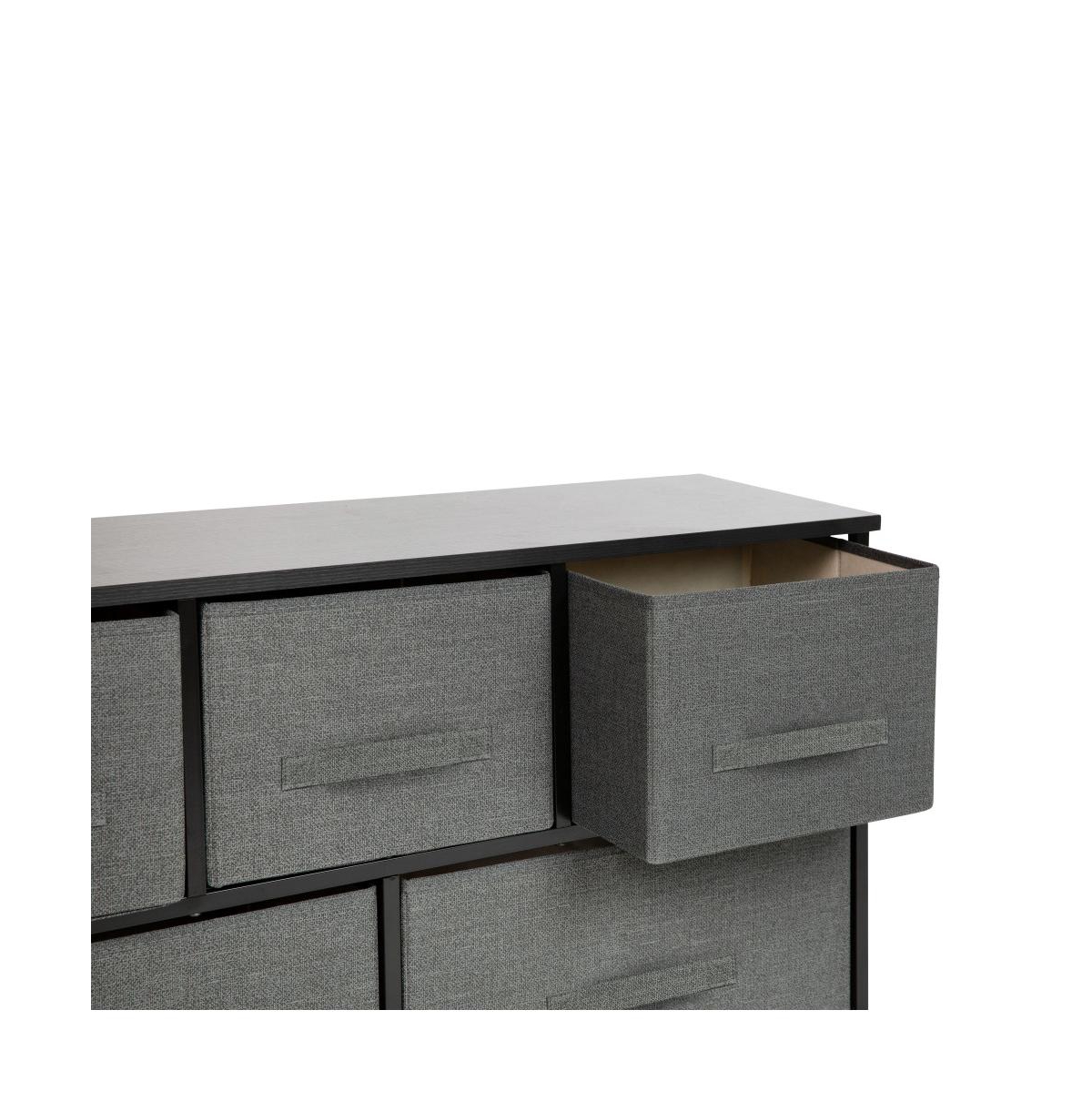 Emma+Oliver 5 Drawer Storage Chest With Wood Top & Dark Fabric Pull Drawers -gray