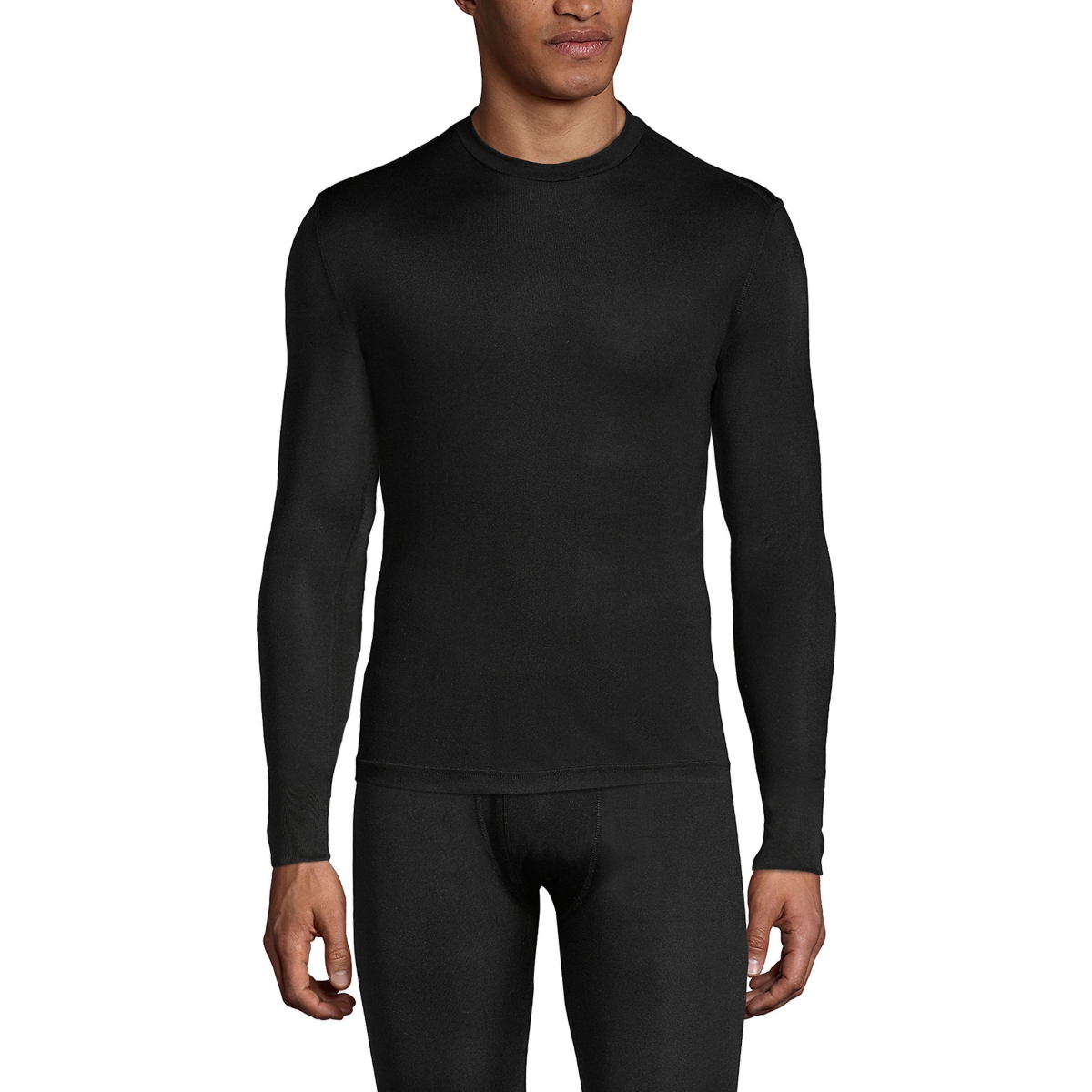 Men's Silk Long Underwear Crew Neck - Black