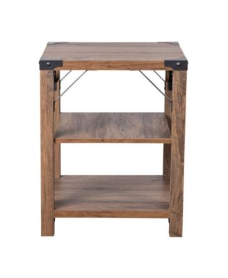 Green River Modern Farmhouse Engineered Wood End Table With Two Tiered Shelving And Powder Coated Steel Accents