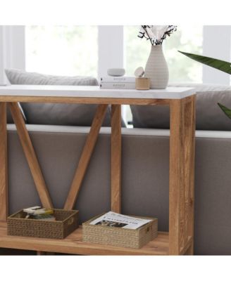Erikson Modern Farmhouse Engineered Wood Sofa Table With Wood Bracing And Lower Shelf