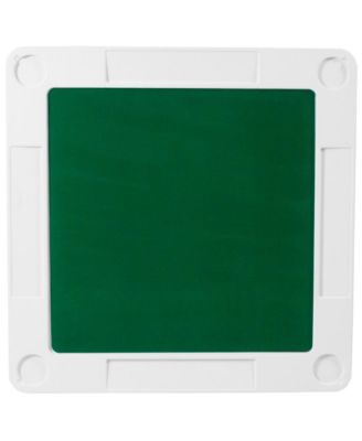 Tannin 34.5" Square White Folding Card Game Table for 4-Players with a Green Felt Playing Surface and Cup Holders