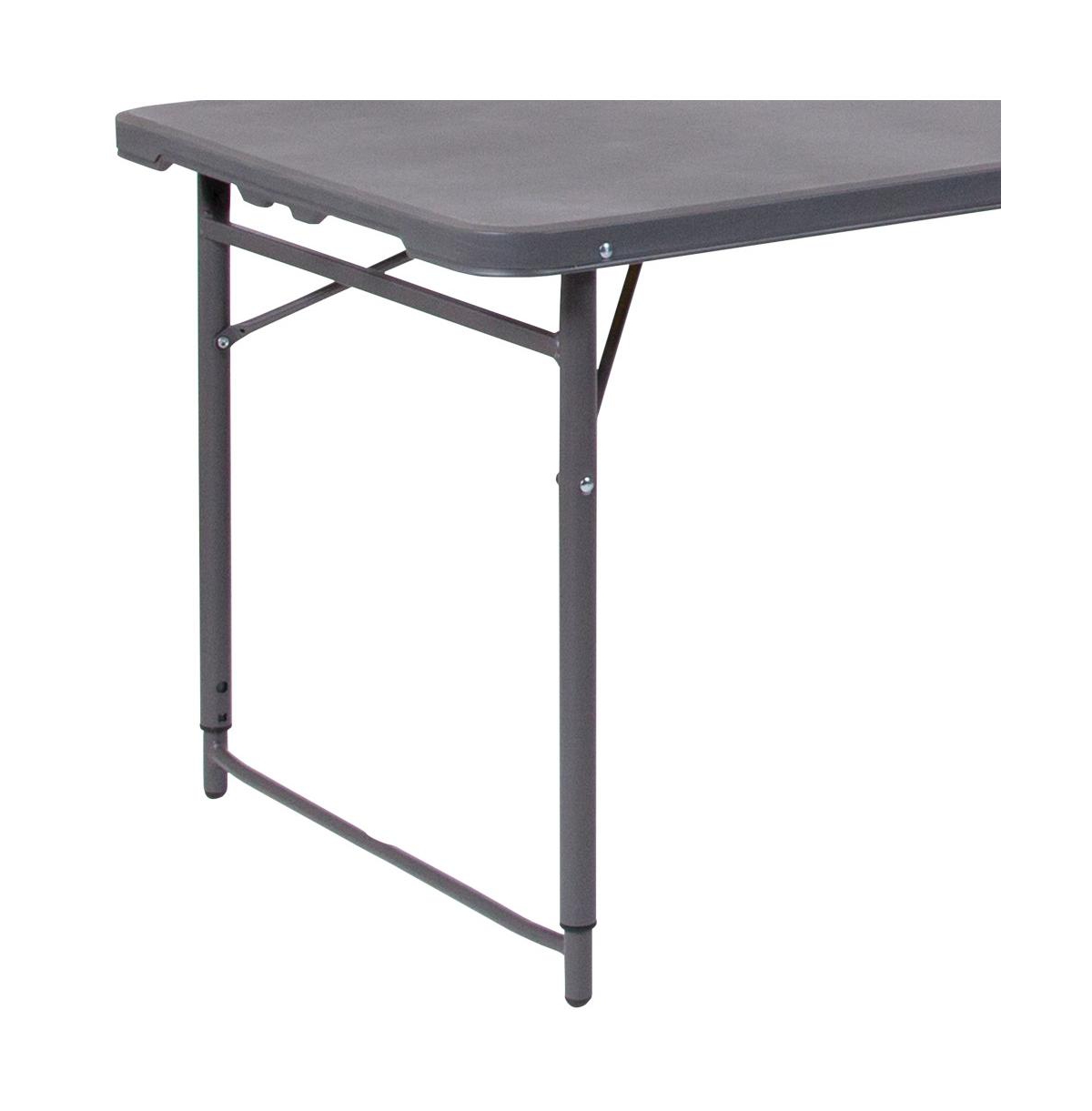 4-Foot Height Adjustable Bi-FoldPlastic Folding Table With Handle - Dark gray