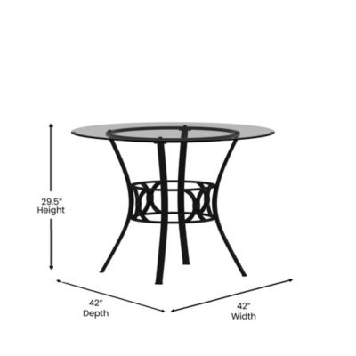 42" Round Glass Dining Table With Metal Frame