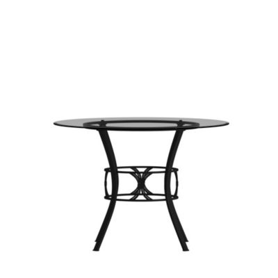 42" Round Glass Dining Table With Metal Frame