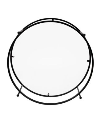 Newbury Glass Coffee Table With Round Matte Frame And Vertical Legs