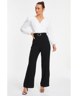 Women s Two Toned Wrap Gold Buckle Jumpsuit