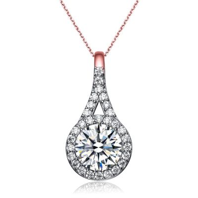 Timeless Sterling Silver CZ Solitaire Split Bail Necklace