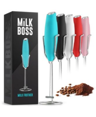 Milk Boss Powerful Milk Frother Handheld With Upgraded Holster Stand - Coffee Frother Electric Handheld Foam Maker