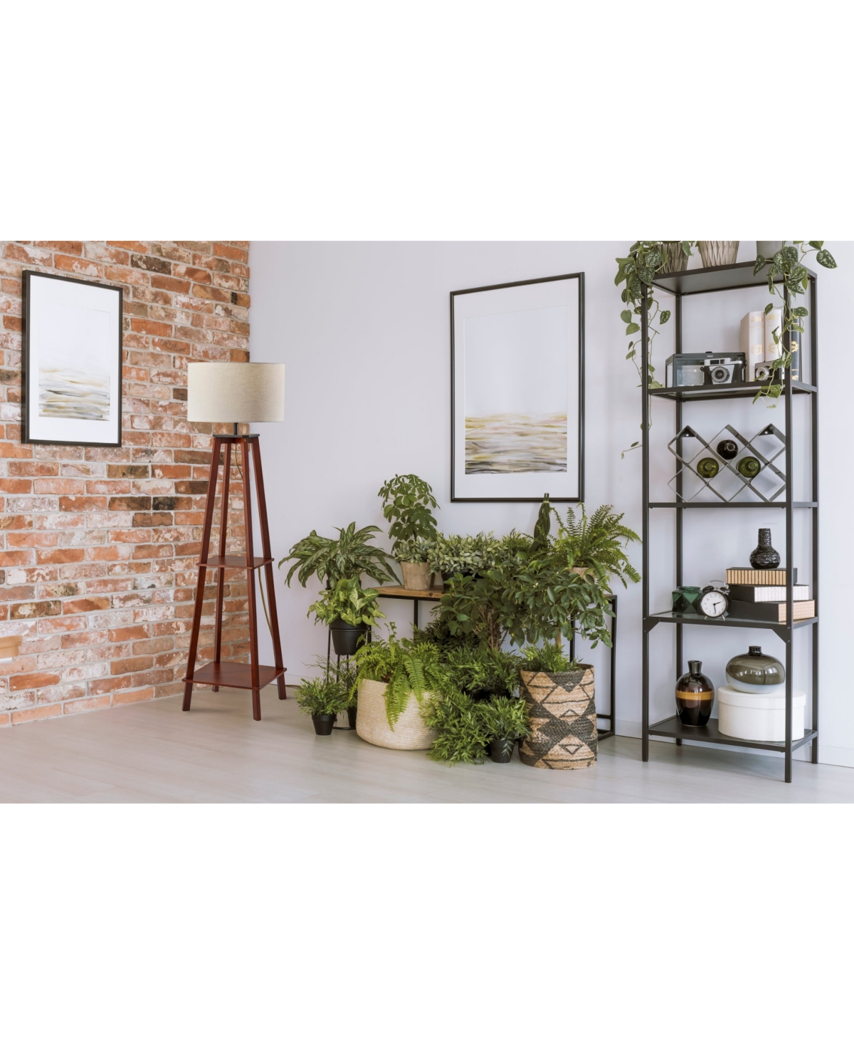 Adesso 59.75" Wood Kirby Shelf Floor Lamp In Walnut Wood