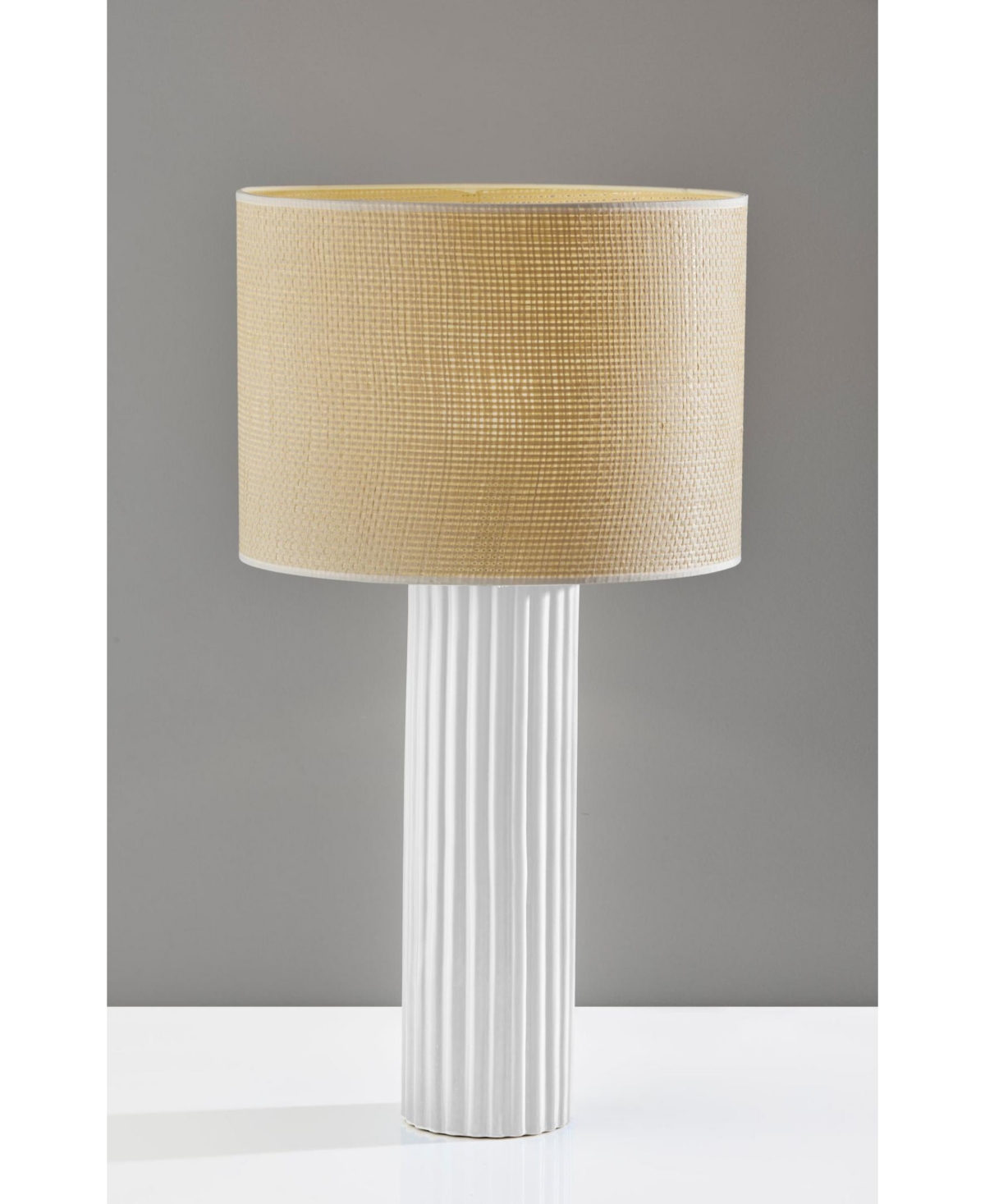 Adesso 28.75" Ceramic Primrose Large Table Lamp In White Ribbed Ceramic