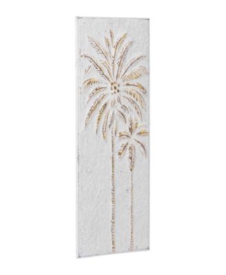 Gold Metal Relief Palm Tree Wall Decor with Gold Detailing 14" x 1" x 33"
