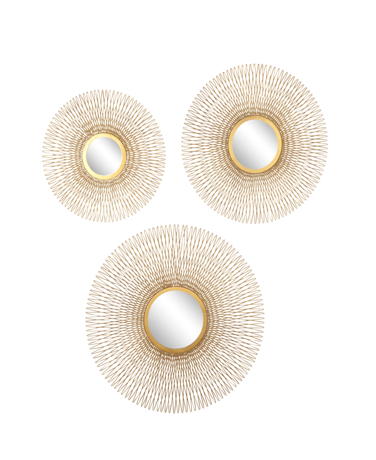 Rosemary LaneMetal Sunburst Wall Decor with Mirror Accent, Set of 3 18