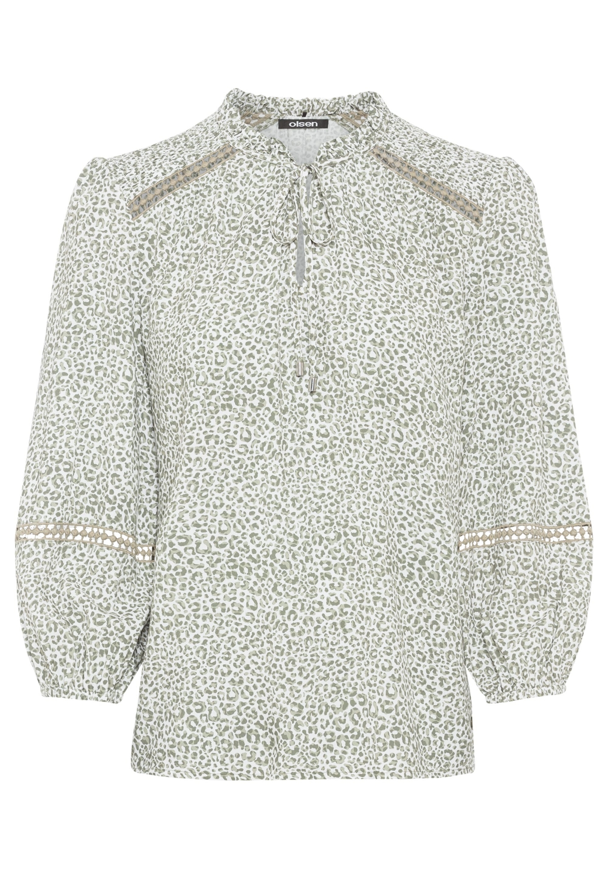 Olsen Women's Long Sleeve Leo Print Boho Tunic Blouse
