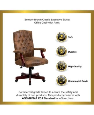 Office Chair, High Back, Tufted, Height Adjustable, 360° Swivel, Upholstered, Home Office Furniture