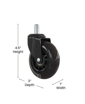 Set Of 5 Polyurethane Rollerblade Wheel Replacement Casters With Steel Frame For Home Office Chairs