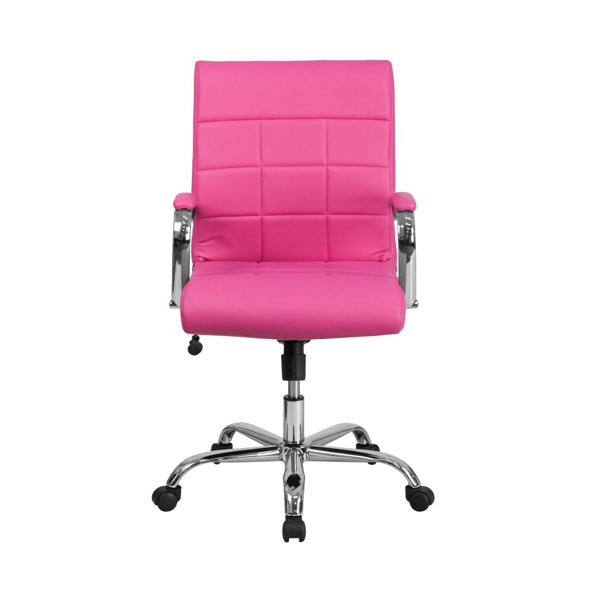 Emma+Oliver Mid-Back Vinyl Executive Swivel Office Chair With Chrome Base And Arms
