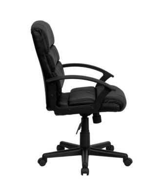 Mid-Back Leather Swivel Task Office Chair With Accent Divided Back And Arms