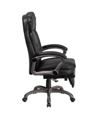 High Back Leather Executive Reclining Swivel Office Chair With Outer Lumbar Cushion And Arms